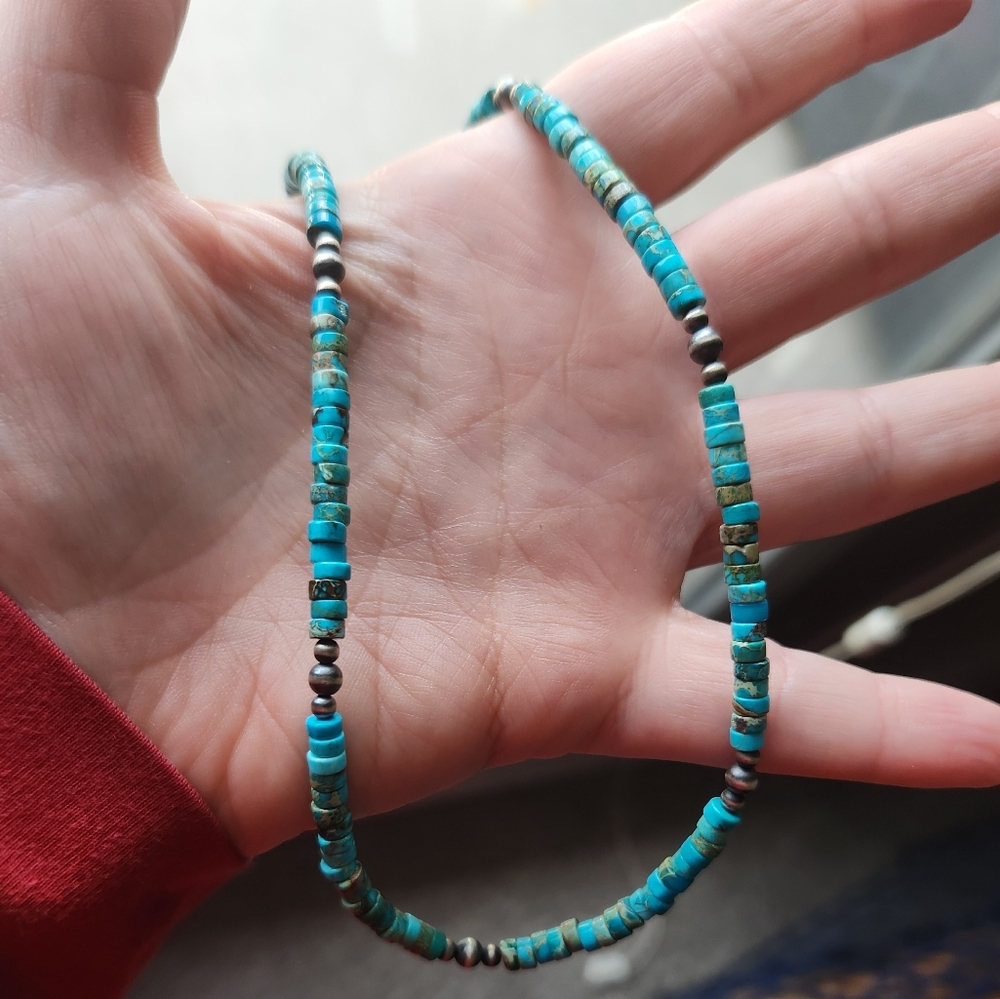 Turquoise Beaded Necklace Native Navajo Pearl